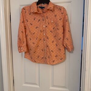 Karen Scott Peach Bicycle Print Shirt